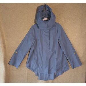 NWT Ciao Milano Savina Rain Jacket Women Sz S Periwinkle Hooded Roll Tab Pockets